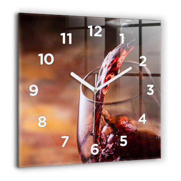 Square wall clock A glass of red wine