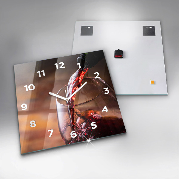 Square wall clock A glass of red wine