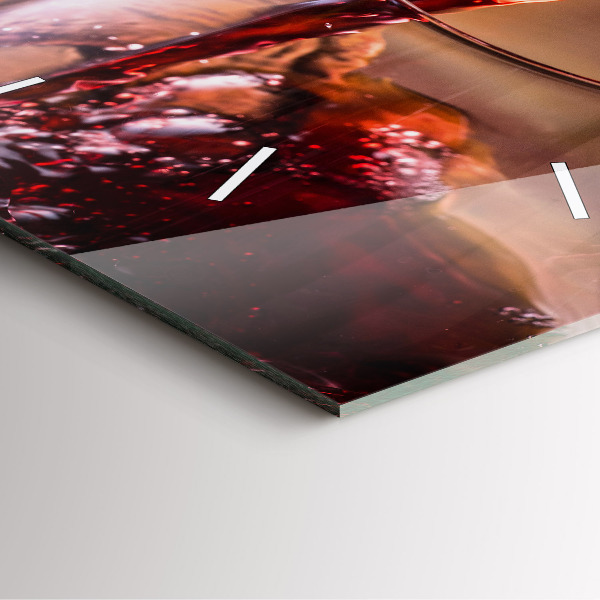 Square wall clock A glass of red wine