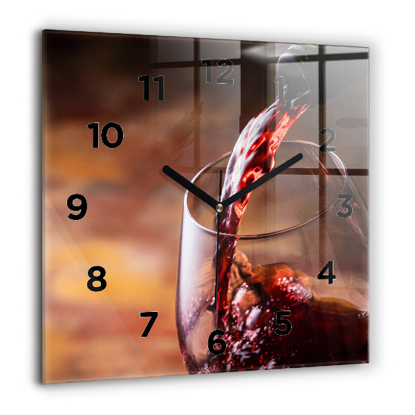 Square wall clock A glass of red wine