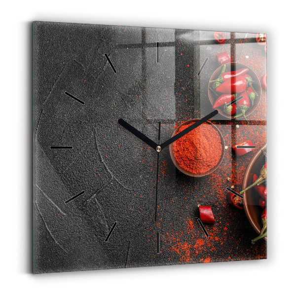 Square wall clock Red peppers
