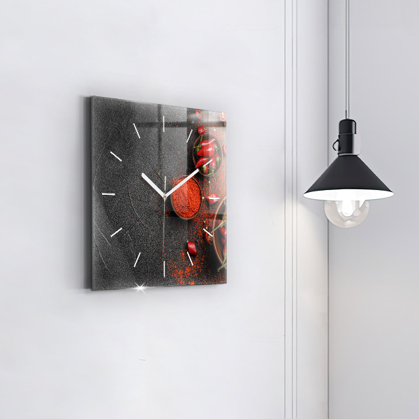 Square wall clock Red peppers