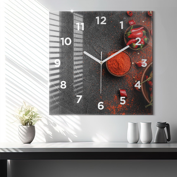 Square wall clock Red peppers