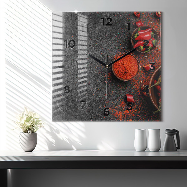Square wall clock Red peppers