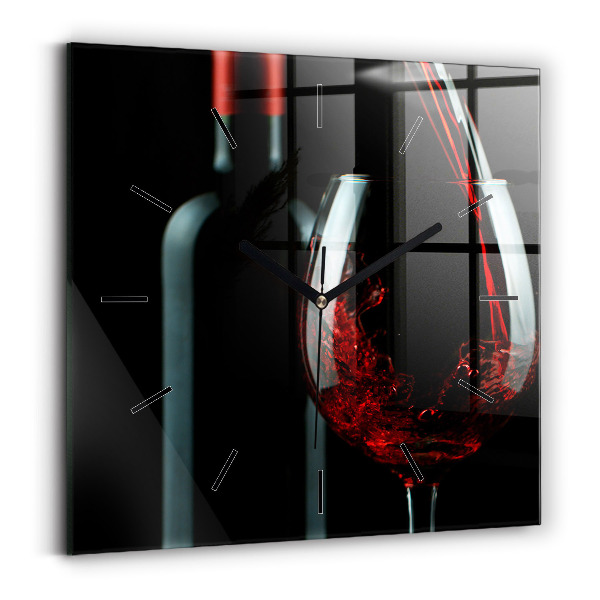 Square wall clock A bottle of wine
