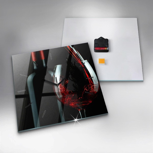 Square wall clock A bottle of wine