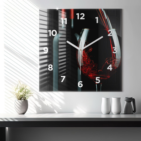 Square wall clock A bottle of wine