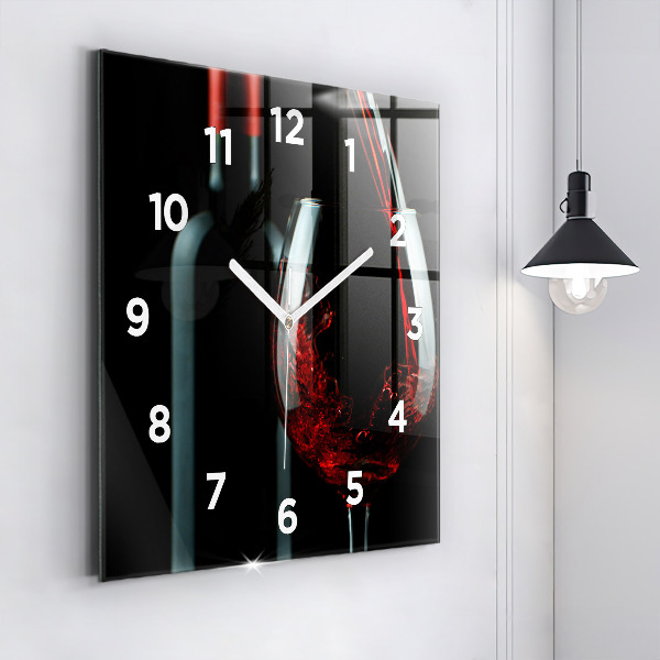 Square wall clock A bottle of wine