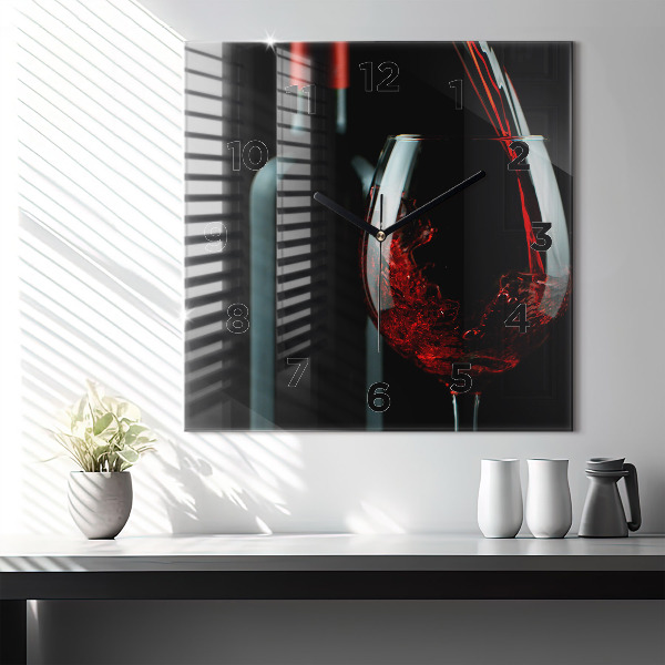 Square wall clock A bottle of wine