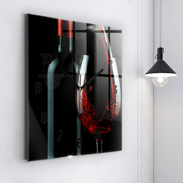 Square wall clock A bottle of wine