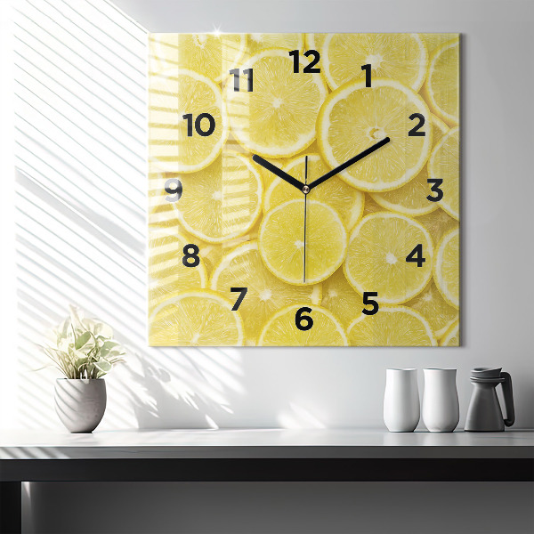 Square wall clock Lemon slices