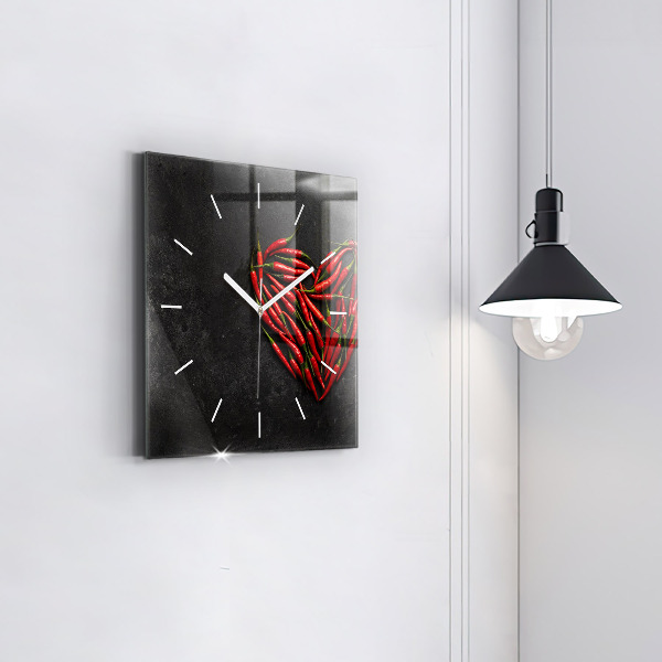 Square wall clock Heart of peppers