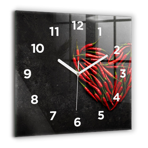 Square wall clock Heart of peppers