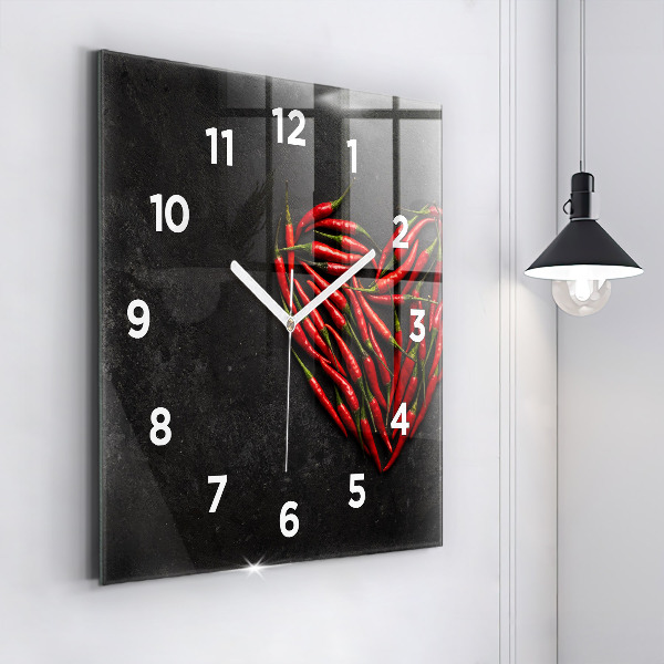 Square wall clock Heart of peppers