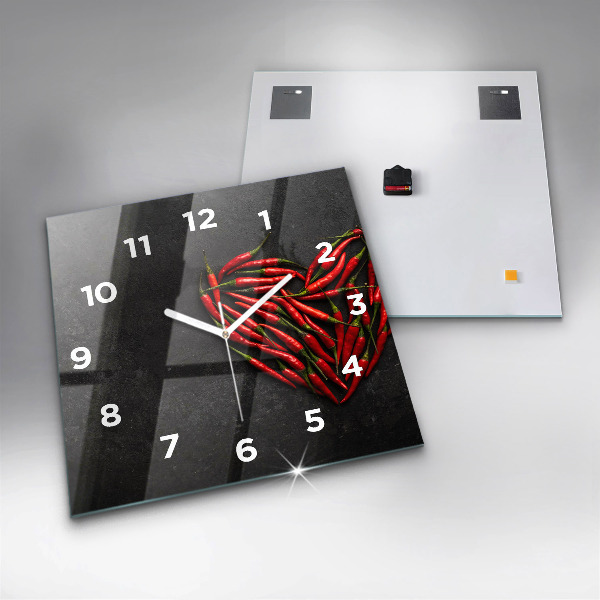 Square wall clock Heart of peppers