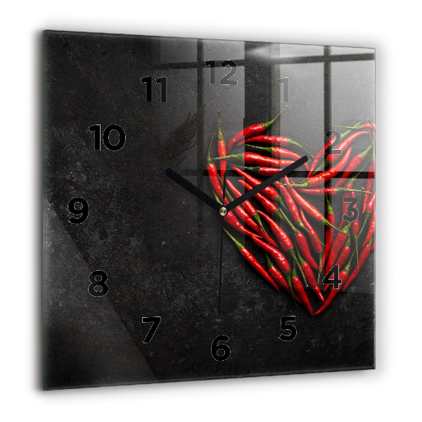 Square wall clock Heart of peppers