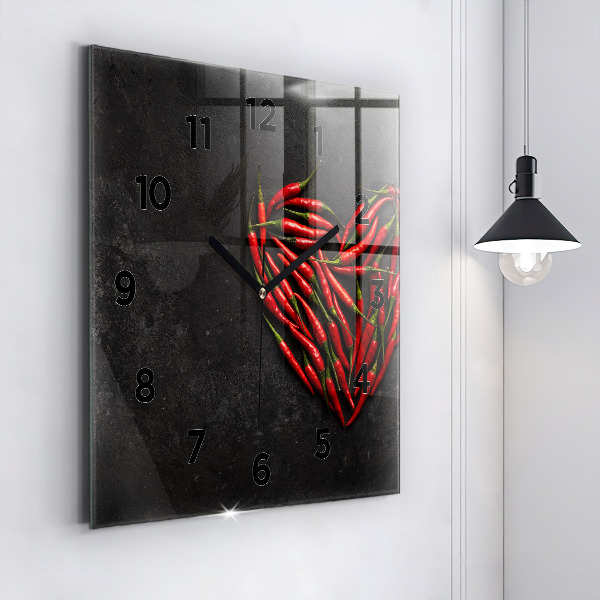 Square wall clock Heart of peppers
