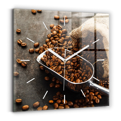 Square wall clock A bag of coffee beans