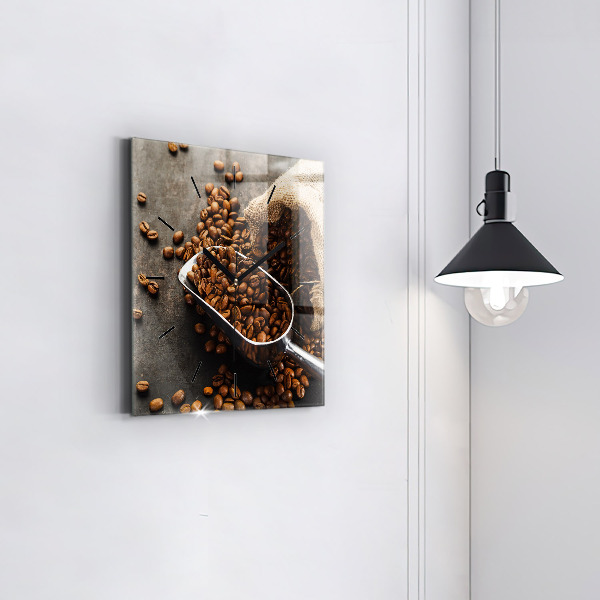 Square wall clock A bag of coffee beans