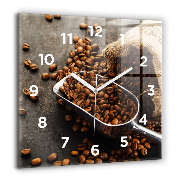 Square wall clock A bag of coffee beans