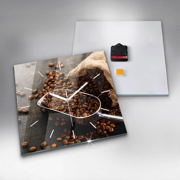 Square wall clock A bag of coffee beans