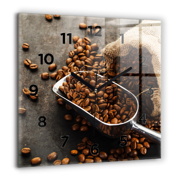 Square wall clock A bag of coffee beans