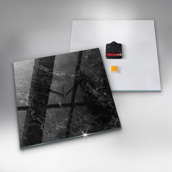 Square wall clock Dark marble