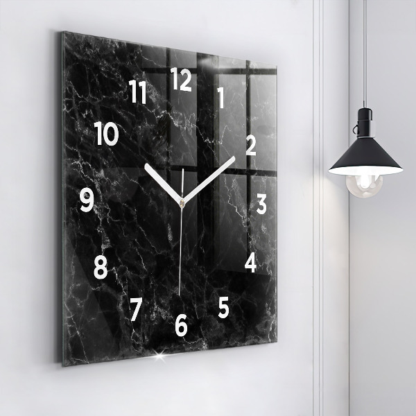 Square wall clock Dark marble