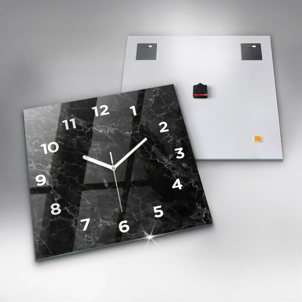 Square wall clock Dark marble