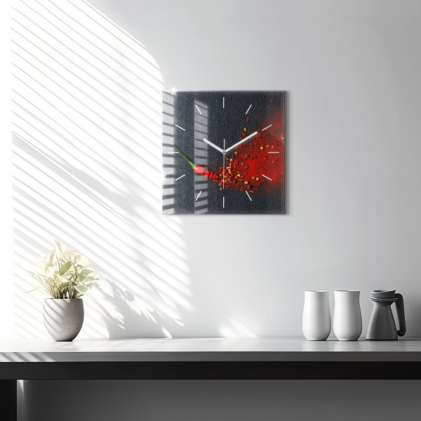 Square wall clock Red pepper seasoning
