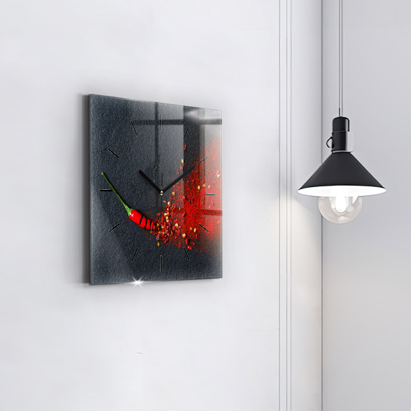 Square wall clock Red pepper seasoning