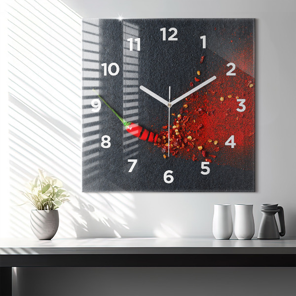 Square wall clock Red pepper seasoning