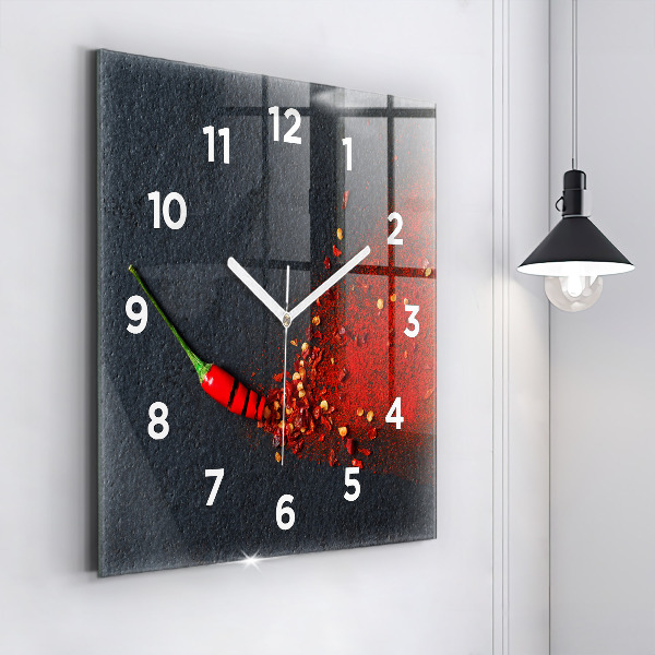 Square wall clock Red pepper seasoning