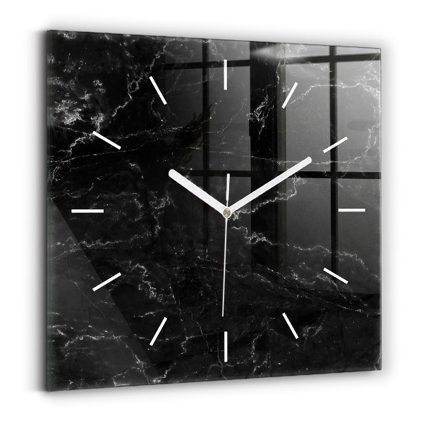 Square wall clock Black marble