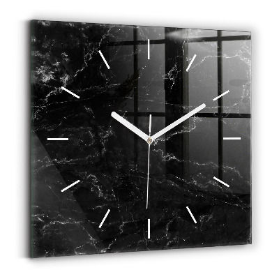Square wall clock Black marble