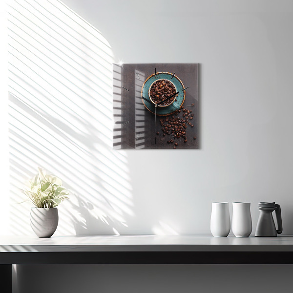 Square wall clock A cup of coffee