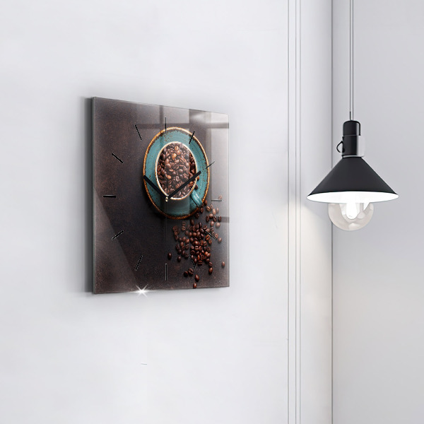 Square wall clock A cup of coffee