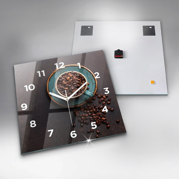 Square wall clock A cup of coffee