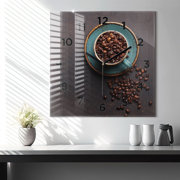 Square wall clock A cup of coffee