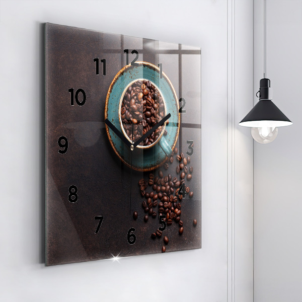 Square wall clock A cup of coffee