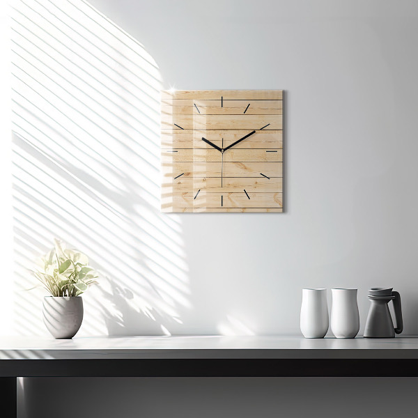 Square wall clock Wooden boards