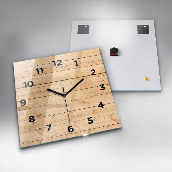 Square wall clock Wooden boards