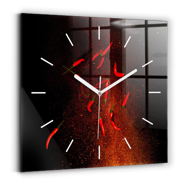 Square wall clock Chili peppers