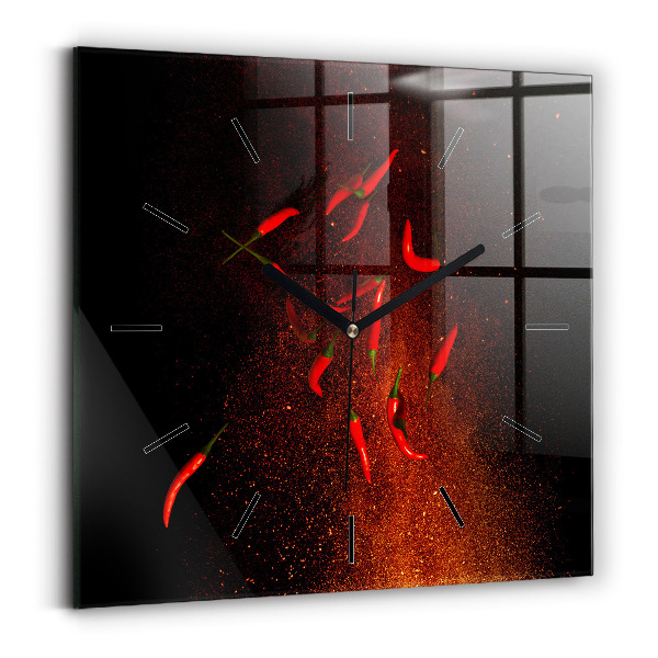 Square wall clock Chili peppers