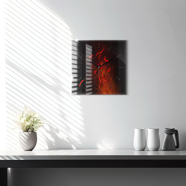 Square wall clock Chili peppers