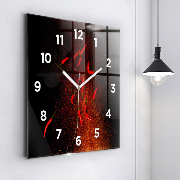 Square wall clock Chili peppers