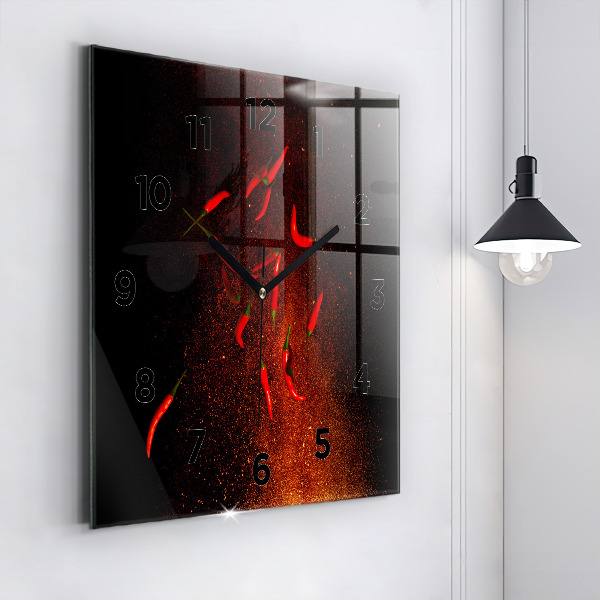 Square wall clock Chili peppers