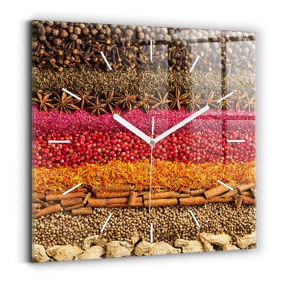 Square wall clock Rows of spices