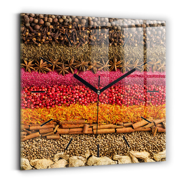 Square wall clock Rows of spices