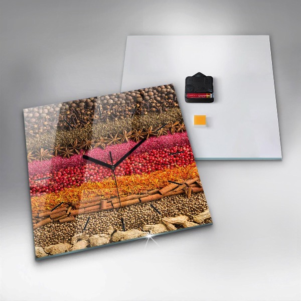 Square wall clock Rows of spices